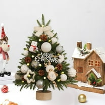 Christmas Tree Skinny Christmas Tree - Mini Small Little Tabletop Prelit Christmas Tree 11.8 Inch Decorated with Ornaments 35 Multi-Colored Lights Artificial Green Tree