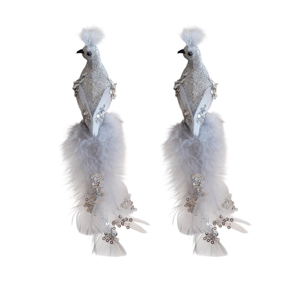 Christmas Tree Clip-On Birds Decorations – 2PCS Faux Feather Birds with Branch Clips – Realistic Birds Ornaments for Holiday Decor, Indoor Outdoor Display