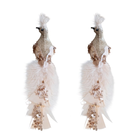 Christmas Tree Clip-On Birds Decorations – 2PCS Faux Feather Birds with Branch Clips – Realistic Birds Ornaments for Holiday Decor, Indoor Outdoor Display