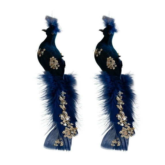 Christmas Tree Clip-On Birds Decorations – 2PCS Faux Feather Birds with Branch Clips – Realistic Birds Ornaments for Holiday Decor, Indoor Outdoor Display