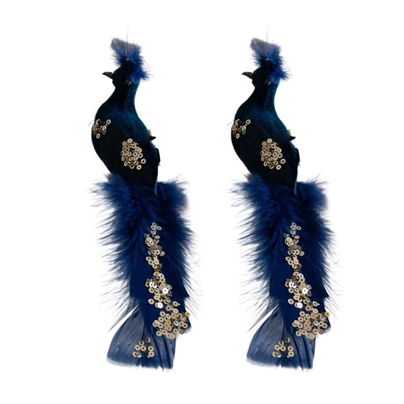 Christmas Tree Clip-On Birds Decorations – 2PCS Faux Feather Birds with Branch Clips – Realistic Birds Ornaments for Holiday Decor, Indoor Outdoor Display