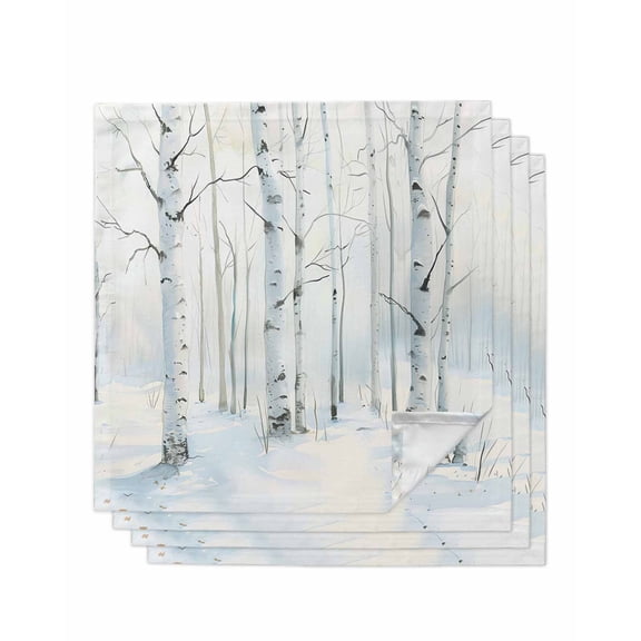 Christmas Tree Cloth Napkins Washable Set of 4, White Xmas Snowflake Watercolor Reusable Dinner Table Napkins Cloth Bulk for Weddings Kitchen Restaurants Hotel Events Parties 20 x 20 Inch