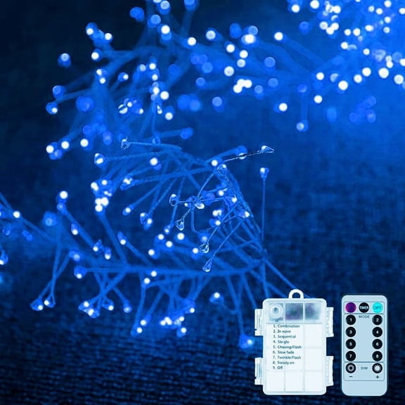 Christmas Tree Cluster Lights, Firecrackers String Lights 6M 200LED Cluster Christmas Lights Waterproof Battery with Remote