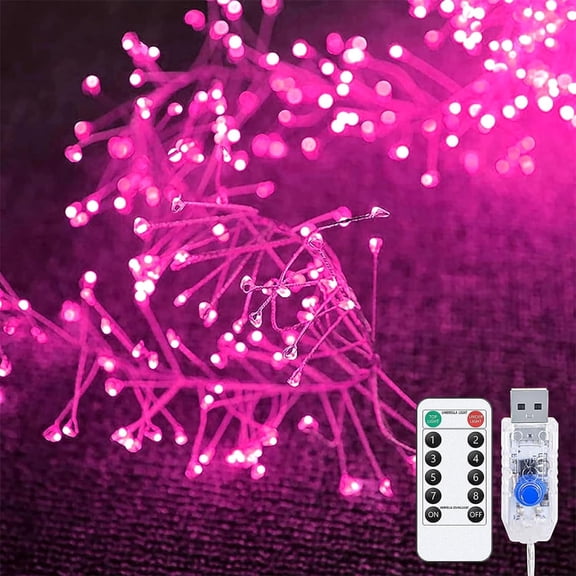 Christmas Tree Cluster Lights, Firecrackers String Lights 6M 200LED Cluster Christmas Lights Waterproof USB with Remote
