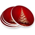 thumbnail image 1 of Christmas Tree Coasters Absorbent Moisture Non-Slip Drink Coaster Ceramic Stone with Cork Base Desktop Protection, 2PCS, 1 of 6