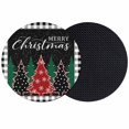 thumbnail image 1 of Christmas Tree Coasters Set of 2, Absorbent Coasters for Drinks, Black Buffalo Plaid Xmas Trees Coaster for Desk Coffee Table Protection, Home Decor House Warming Gifts 4", 1 of 8