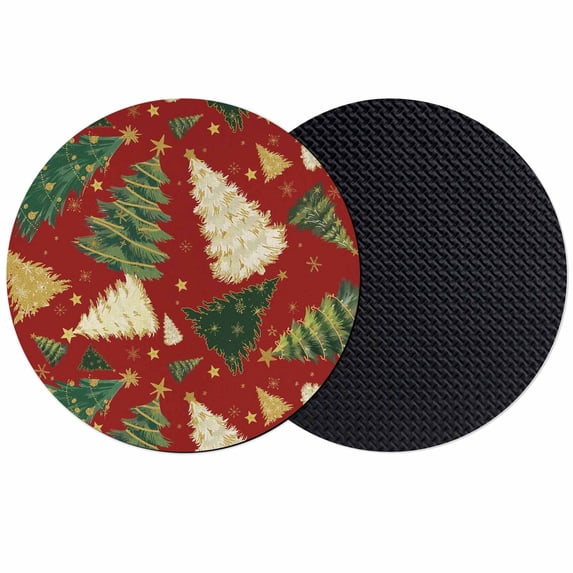 Christmas Tree Coasters Set of 2, Absorbent Coasters for Drinks, Red Green Xmas Tree Winter Coaster for Desk Coffee Table Protection, Home Decor House Warming Gifts 4"