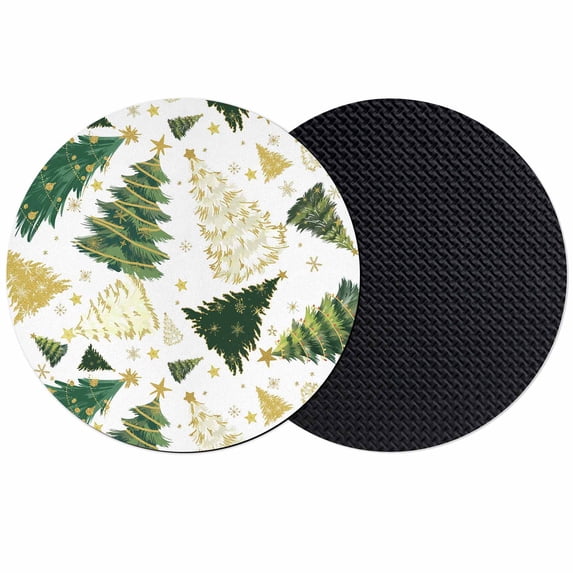 Christmas Tree Coasters Set of 2, Absorbent Coasters for Drinks, White Green Xmas Tree Winter Coaster for Desk Coffee Table Protection, Home Decor House Warming Gifts 4"