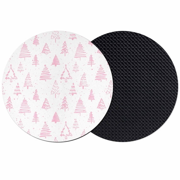 Christmas Tree Coasters Set of 2, Absorbent Coasters for Drinks, Xmas Pink Cartoon Tree Snowflakes Farmhouse Coaster for Desk Coffee Table Protection, Home Decor House Warming Gifts 4"