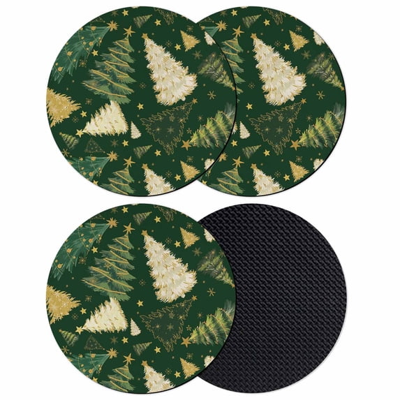 Christmas Tree Coasters Set of 4, Absorbent Coasters for Drinks, Green Xmas Tree Winter Coaster for Desk Coffee Table Protection, Home Decor House Warming Gifts 4"