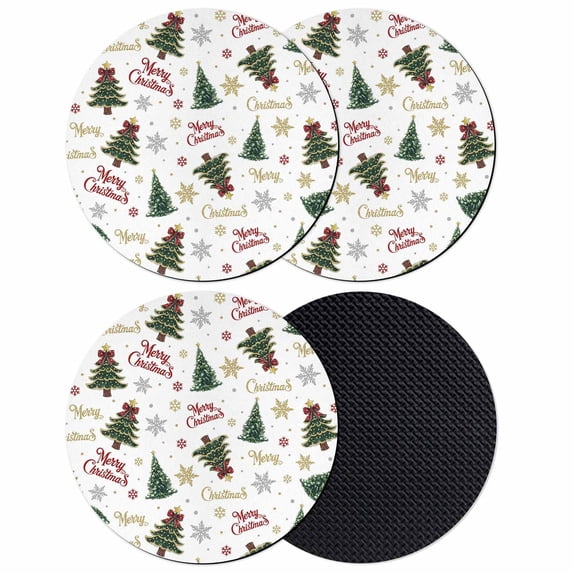 Christmas Tree Coasters Set of 4, Absorbent Coasters for Drinks, Xmas Snowflake Tree Green Coaster for Desk Coffee Table Protection, Home Decor House Warming Gifts 4"