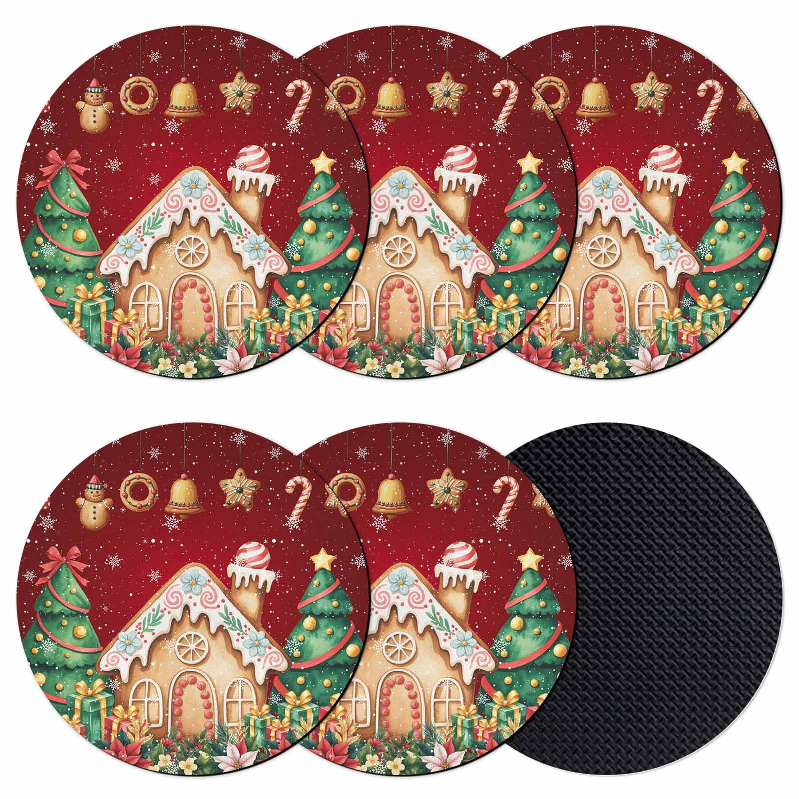 Christmas Tree Coasters Set of 6, Absorbent Coasters for Drinks, House ...