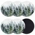 thumbnail image 1 of Christmas Tree Coasters Set of 6, Absorbent Coasters for Drinks, Winter Snowflake Retro Green Forest Coaster for Desk Coffee Table Protection, Home Decor House Warming Gifts 4", 1 of 8