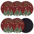 thumbnail image 1 of Christmas Tree Coasters Set of 6, Absorbent Coasters for Drinks, Winter Xmas Ball Snowy Red Black Plaid Coaster for Desk Coffee Table Protection, Home Decor House Warming Gifts 4", 1 of 8