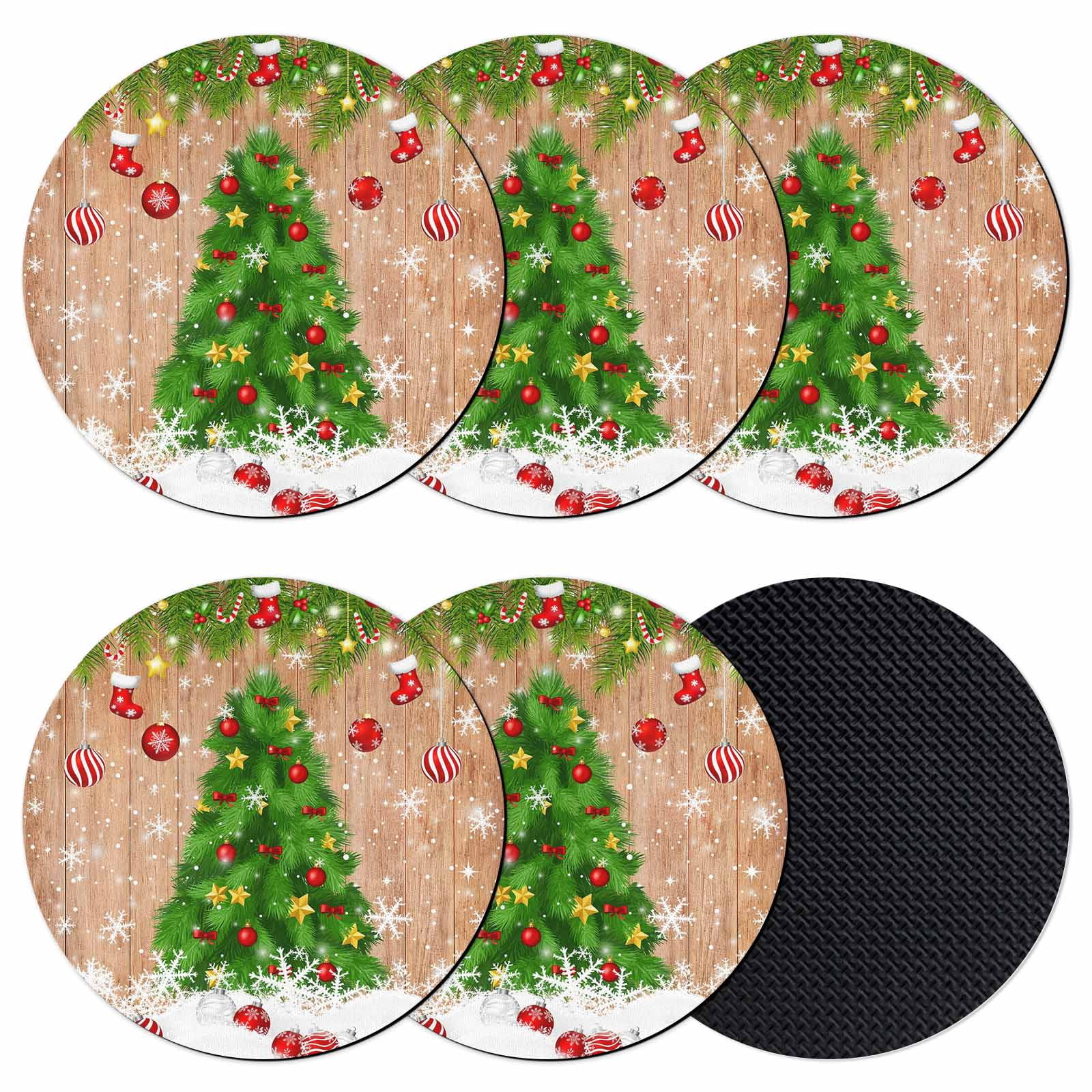 Christmas Tree Coasters Set of 6, Absorbent Coasters for Drinks, Xmas ...