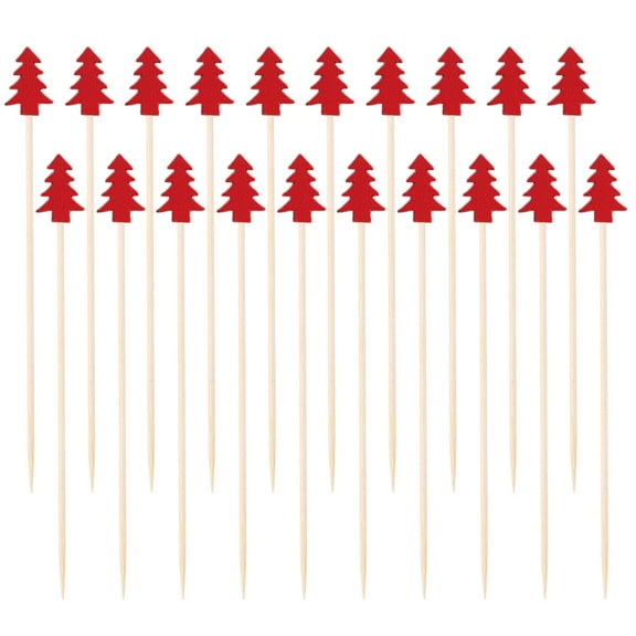 Christmas Tree Cocktail Picks, 100PCS Bamboo Cocktail Picks Disposable Fruit Cake Sticks Christmas Tree Shape Toothpicks for Appetizer Party Bar