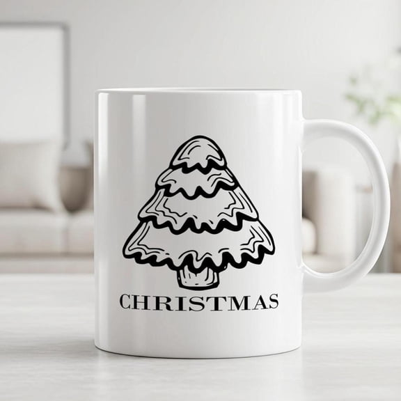 Christmas Tree Coffee Mug Ceramic Mug with Festive Holiday Tree Design