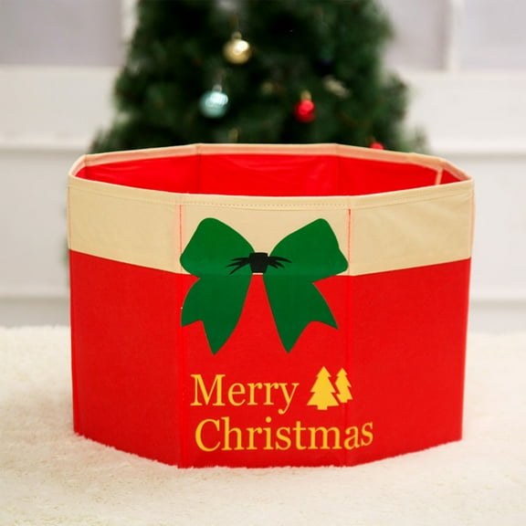 Taicans Christmas Tree Collar - 15.74x11.81x1.37in Red Decorative Tree Skirt with Bow | Multi-Functional Storage Box for Ornaments | Tear-Resistant Plastic | Fits Standard Tree Stands