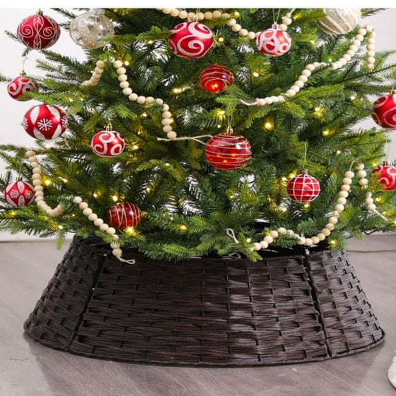 Christmas Tree Collar, 23.6'' Christmas Tree Collars for Artificial Trees, Artificial Woven Wicker Tree Collar, Tree Skirt Collar Christmas Tree Base Cover Christmas Tree Basket Base