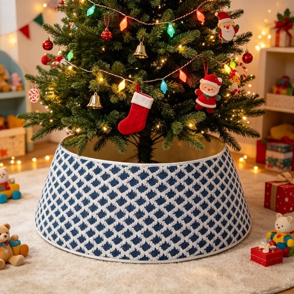 Christmas Tree Collar, 23.6" Diamond Pattern Tree Base Cover, Xmas Tree Ring Skirt, Elegant Festive Home Decor