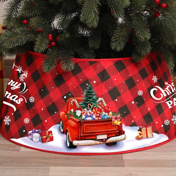 Christmas Tree Collar 24 Inches Sequin Fabric Tree Skirt Small Glitter Christmas Tree Ring for Artificial Trees Rustic Tree Stand Box Soft Velvet Tree Skirt Cover for Christmas Decor