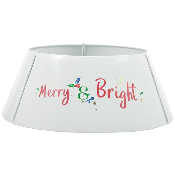 Christmas Tree Collar 26x26x9 Inch, Sturdy Steel Metal Tree Ring Skirt for Base Cover, Holiday Xmas Decor for Home, Cream White