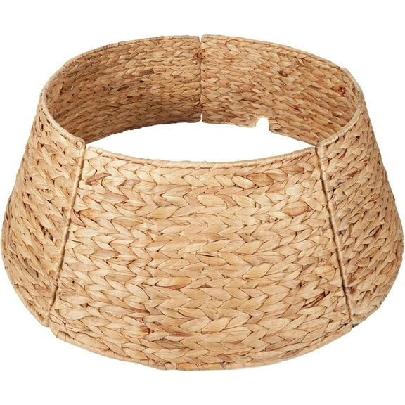 Christmas Tree Collar 28 Inch - Natural Woven Water Hyacinth Tree Skirt with Cord Cut Out, Large Base Ring for Artificial Christmas Tree Home Dcor