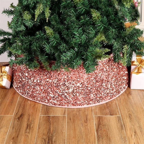 Christmas Tree Collar 30.1 Inch Sequin Christmas Tree Skirt Tree Ring Glitter for Fall Holiday Party Thick Velvet Tree Stand Base Rustic Xmas Tree Cover Skirt Christmas Ceremony Decor