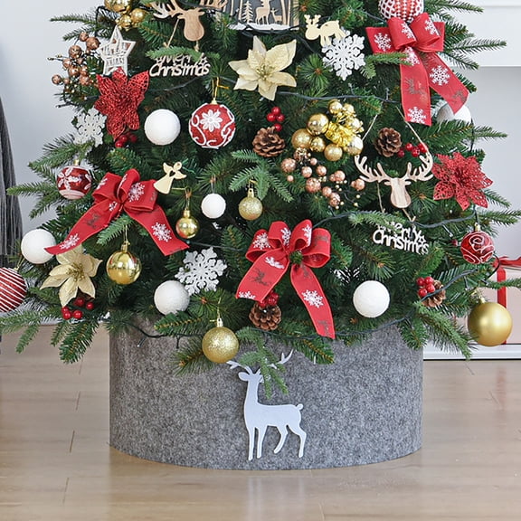 Christmas Tree Collar, 35.4 Inch Retro Simple Christmas Tree Skirt Xmas Tree Skirt, Rustic Christmas Tree Cover for Artificial Trees, Winter Holiday Decoration