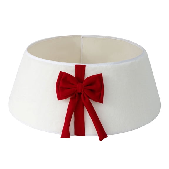 Christmas Tree Collar with Bow Vintage Aesthetic Xmas Tree Ring Skirt Foldable Base Stand Cover for Artificial Trees Holiday Home Garden Parties Indoor Decor 22x7.8Inch