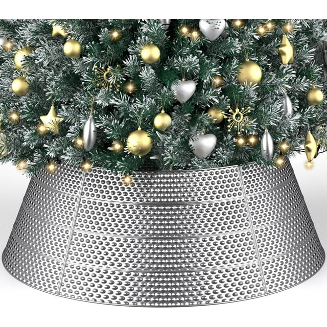 Christmas Tree Collar, Hammered Metal Holiday Skirt Decor, Authentic ...