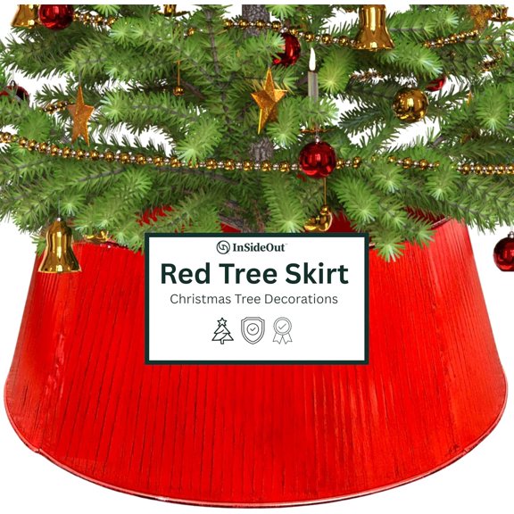 Christmas Tree Collar, Holiday Tree Skirt Alternative, Christmas Decorations for Tree, Modern Christmas Tree Skirt, Xmas Tree Collar (Red)