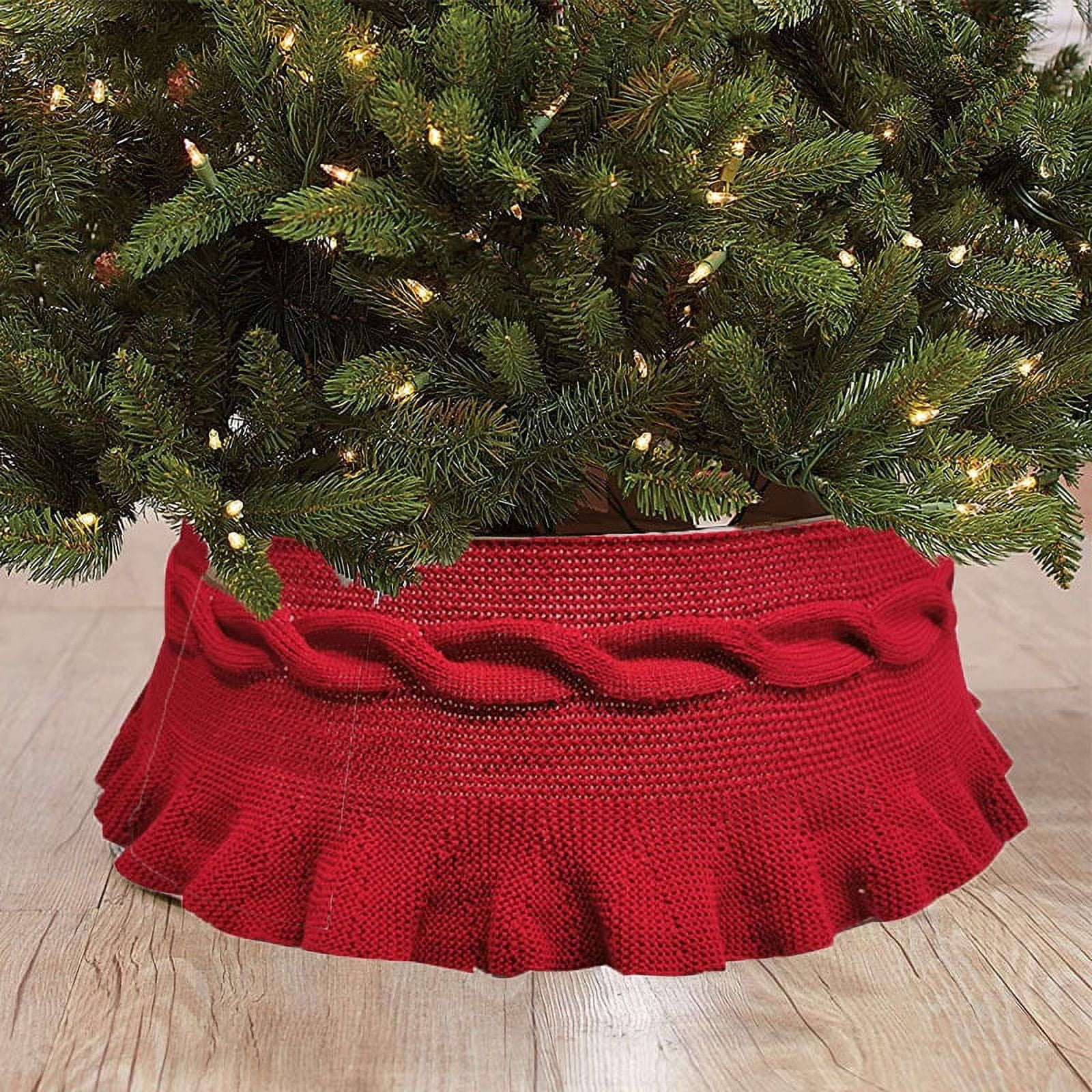Christmas Tree Collar, Knitted Red Christmas Tree Ring, 3D Christmas ...