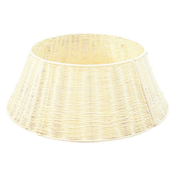 Christmas Tree Collar, Plastic Imitation Rattan Tree Base Ring Cover, Wicker Style Round Christmas Tree Skirt Basket, Indoor Home Holiday Decoration for Artificial Christmas Trees