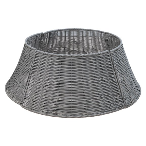 Christmas Tree Collar, Imitation Rattan Tree Base Ring Cover, Wicker Style Round Christmas Tree Skirt Basket, Indoor Home Holiday Decoration for Artificial Christmas Trees