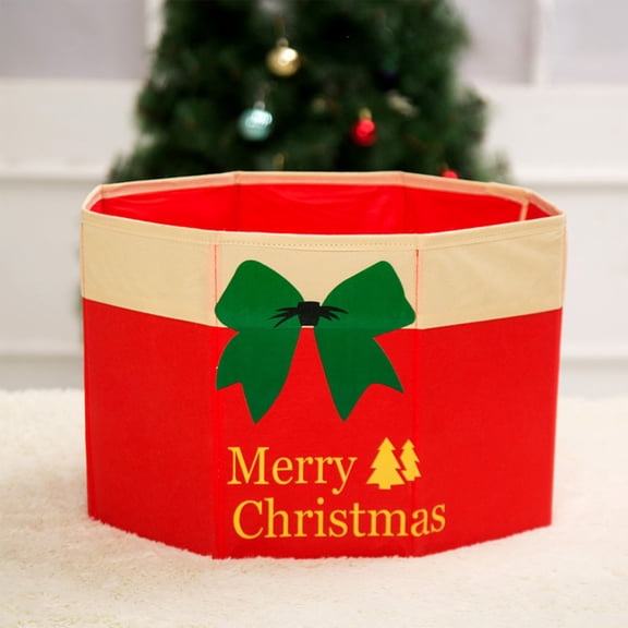Christmas Tree Collar Red Tree Skirt Christmas Velvet Bow Xmas Tree Stand Collar Tree Ring Box Skirt Christmas Tree Trunk Base Cover for Home Holiday Ornaments