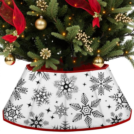 Christmas Tree Collar Red Velvet Folable Snowflake Christmas Tree Ring Tree Skirt for Artificial Trees Base Stand Cover Christmas Tree Decoration Tree Basket for Party Home Decorations