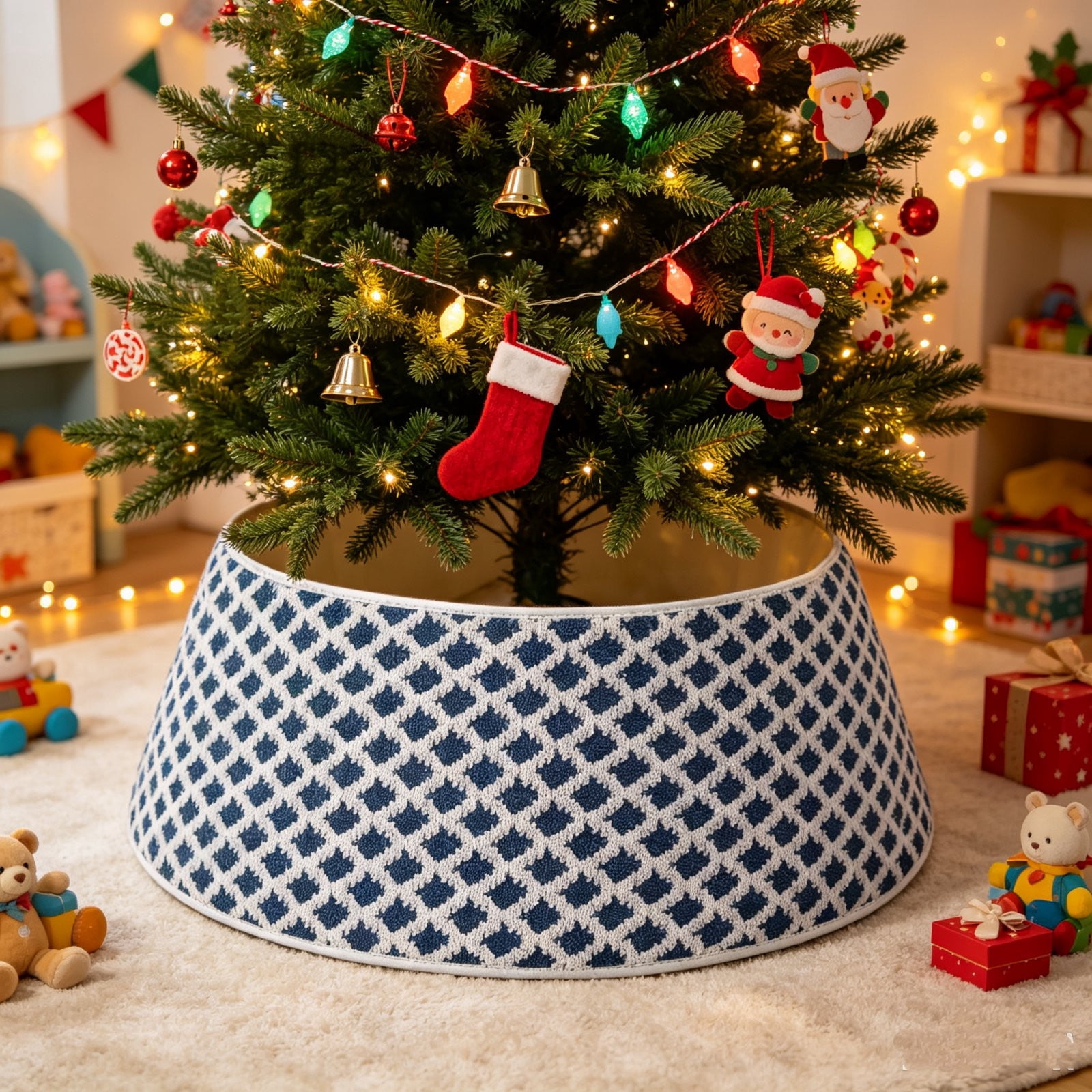 Christmas Tree Collar Skirt 24x16x8in Fabric Tree Bottom Panel for Gift ...