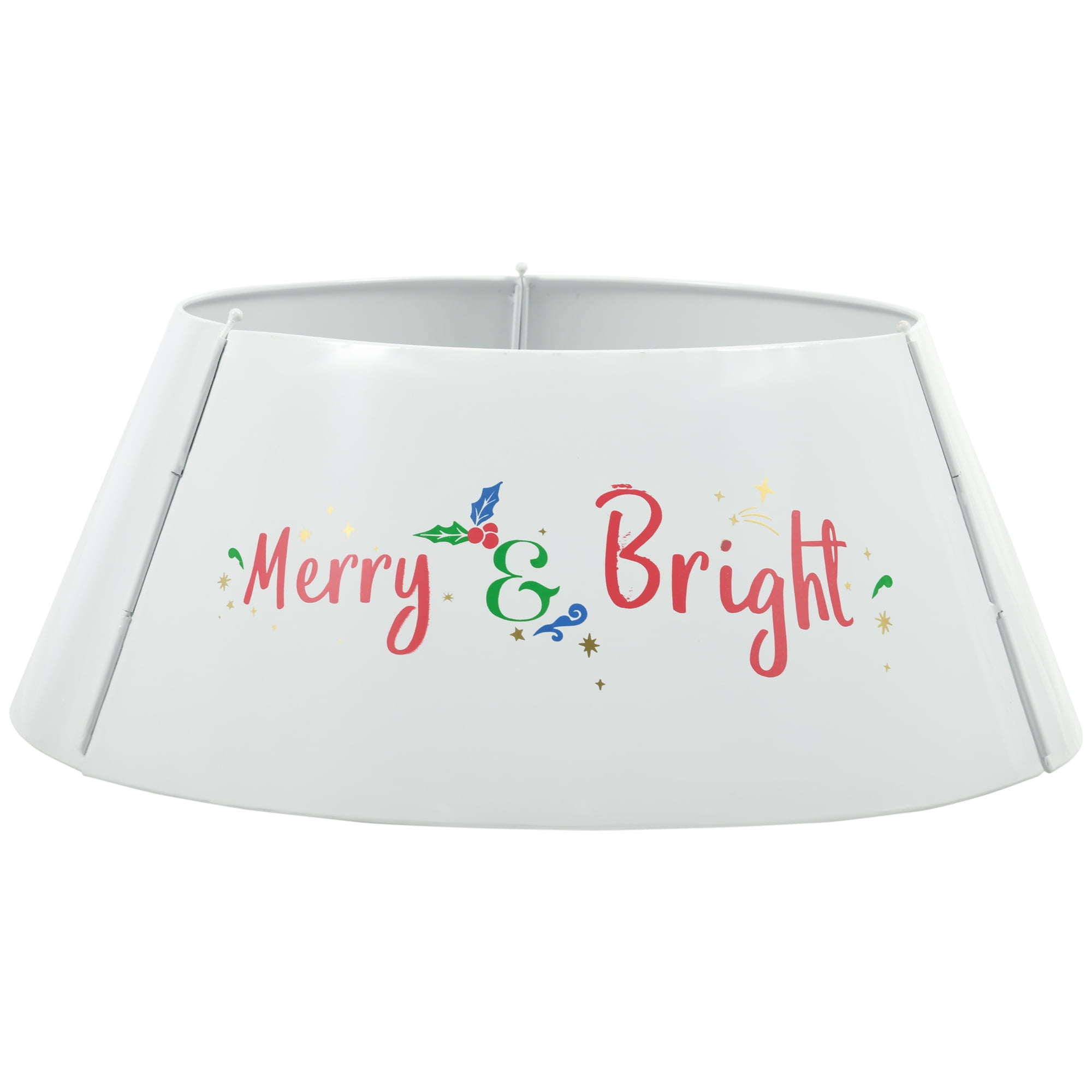 Christmas Tree Collar Stand Cover Steel Basket Red Holiday Tree Base Decor