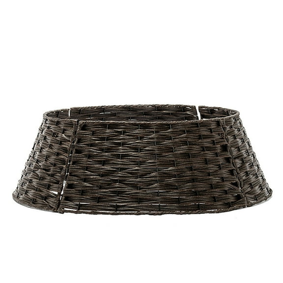 Christmas Tree Collar Woven Tree Skirt Basket Rattan Tree Ring Base,Handmade Dark Brown Wicker Tapered Stand Cover Holiday Decor,Home Living Room Farmhouse Indoor Xmas Tree Accessories