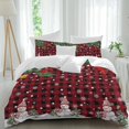 thumbnail image 1 of Christmas Tree Comforter Set California King Size, Snowman Winter Snowflakes Red Black Plaid Soft Bedding Set for Man Woman, 4 Pieces Duvet Cover Set with Fitted Sheet, 2 Pillowcases, 1 of 9