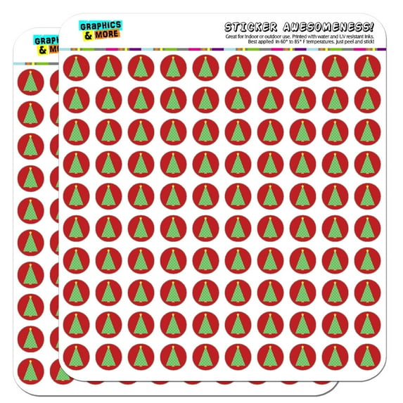 Christmas Tree Contemporary 1/2" (0.5") Scrapbooking Crafting Stickers