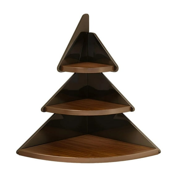 Christmas Tree Corner Rack – Wooden Desktop Storage Shelf – 3-Tier Organizer Stand for Kitchen, Office, or Holiday Decoration – Display Rack for Cups, Plants & Décor