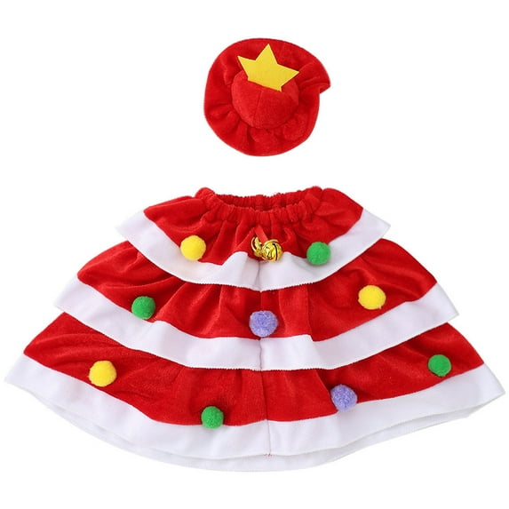 Christmas Tree Costume for Goose with Hat, Seasonal Holiday Porch Goose Outfits 23" Goose Clothes Dress and Hat Costume Set for Halloween Fall Christmas Patio Lawn Yard Decor