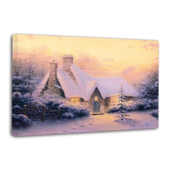 Christmas Tree Cottage Posters Wall Art Painting Canvas Gift Living Room Prints Bedroom Decor Poster Artworks 16x24inch(40x60cm)