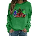 thumbnail image 1 of Christmas Tree Crewneck Sweatshirts Womens Long Sleeve Xmas Pullover Shirts Loose Cute Holiday Tops, S Green, 1 of 3