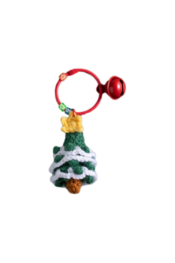 Christmas Tree Crochet Keychain – Wool Knitted Ornament, Holiday Pendant Decoration, Cute Xmas Gift for Friends or Home