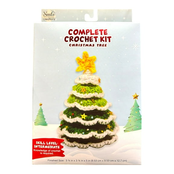 Christmas Tree Crochet Kit DIY Holiday Craft Set with Yarn & Tools
