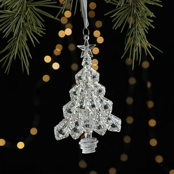 Christmas Tree Crystal Acrylic Ornament - Holiday Hanging Decor, Shimmering Pendant for Xmas Tree Window Winter Party Gift