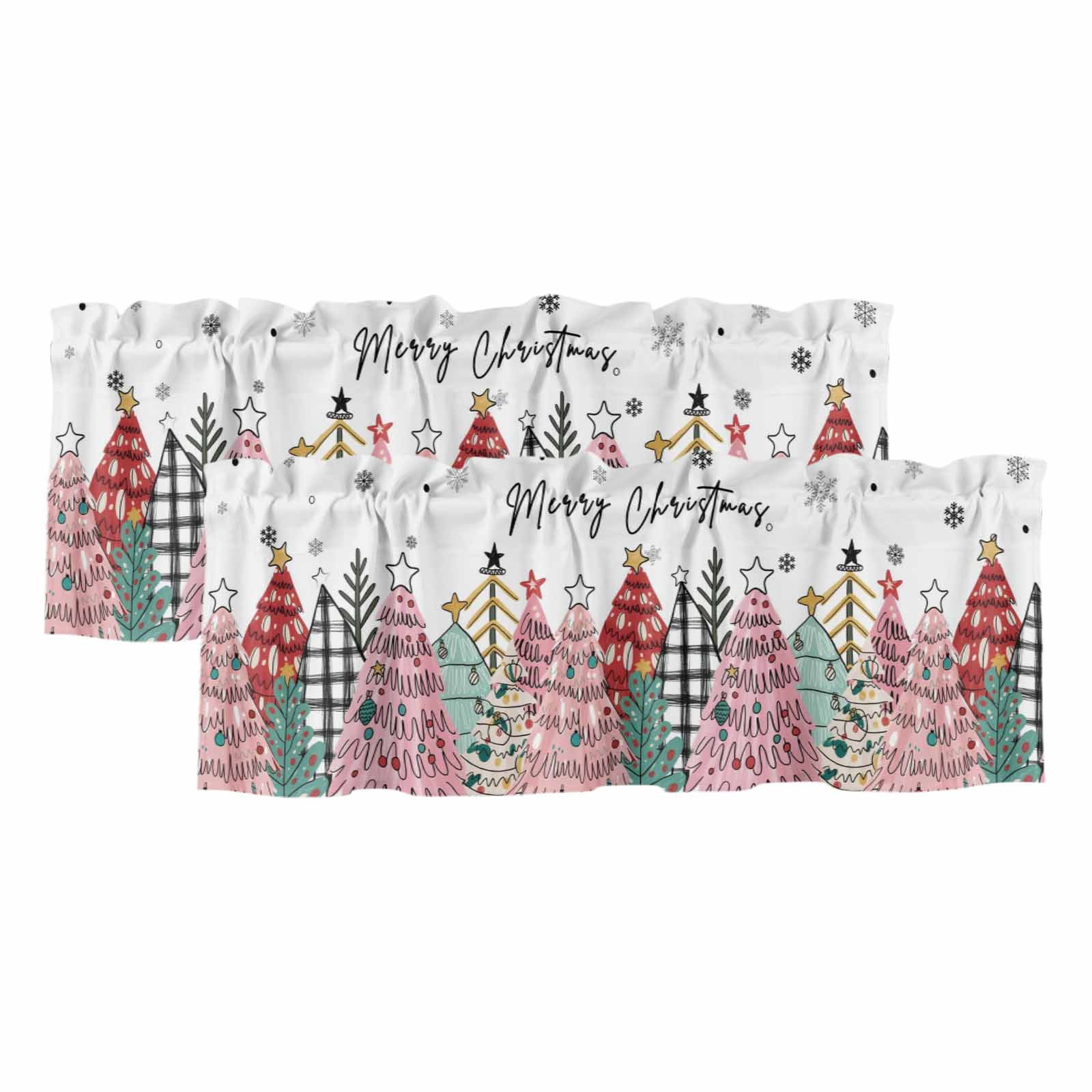 Christmas Tree Curtain Valances for Windows, Kitchen Valance Window ...